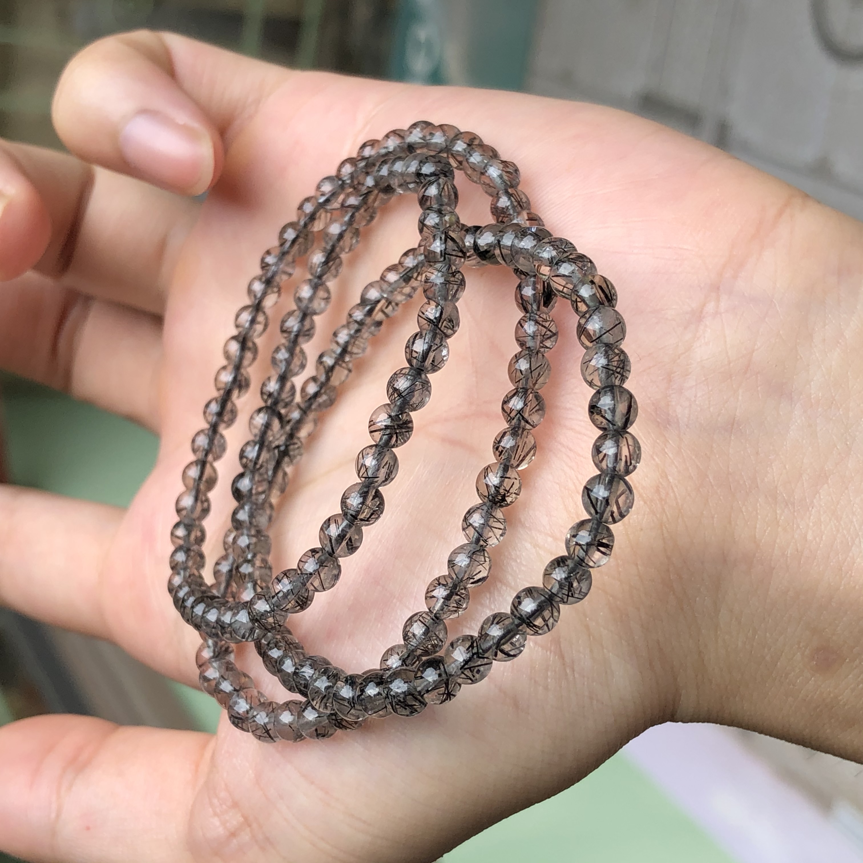Vòng Tay Thạch Anh Tóc Đen quấn 3 vòng