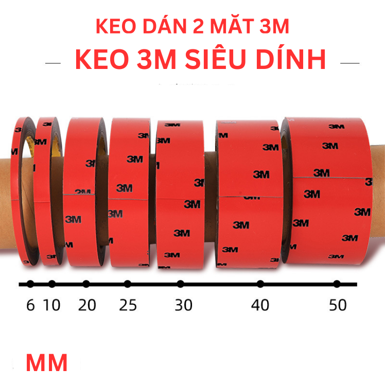 Keo dán cường lực 2 mặt 3m - đủ size - cuộn dài 3 mét - lk0521