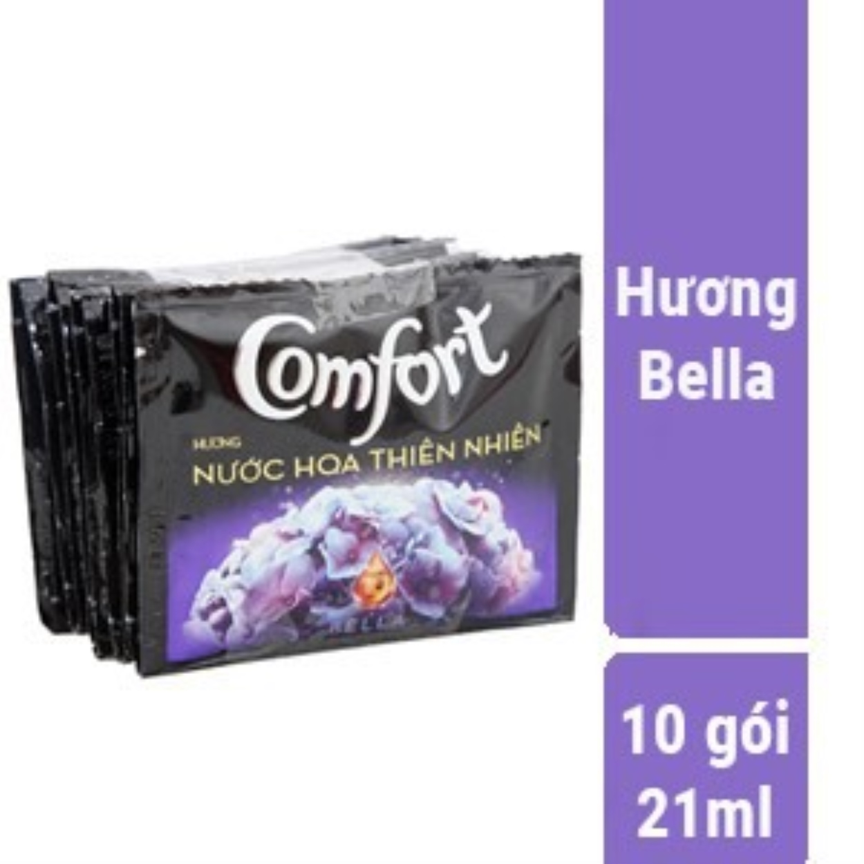 5 Dây Nước xả vải Comfort hương nước hoa thiên nhiên Bella 20ml 10 gói/dây - Dây tím