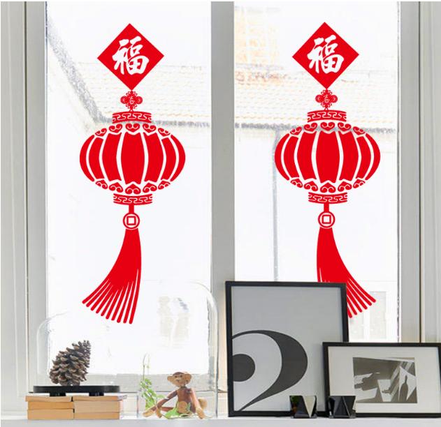 [HCM]Decal Trang Trí Tết - Lồng Đèn Đỏ Chào Xuân