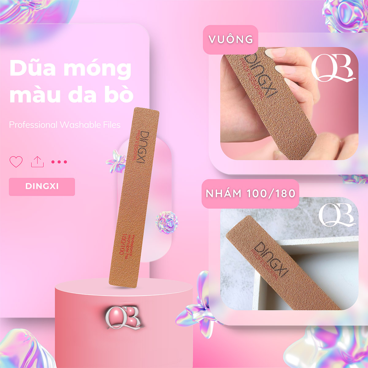 Dũa móng giả da bò Dingxi dũa tạo form móng, dũa phá gel, phá bột