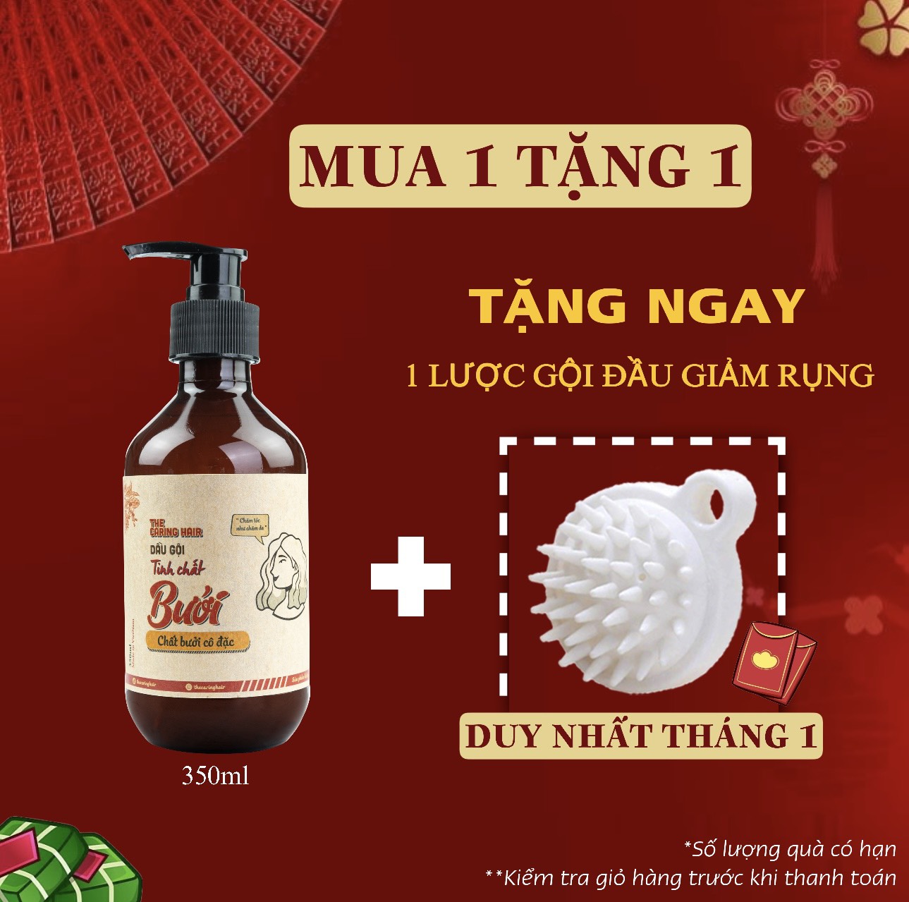 Dầu gội tinh chất bưởi the caring hair giúp mọc tóc, giảm dầu, dưỡng tóc chắc khoẻ