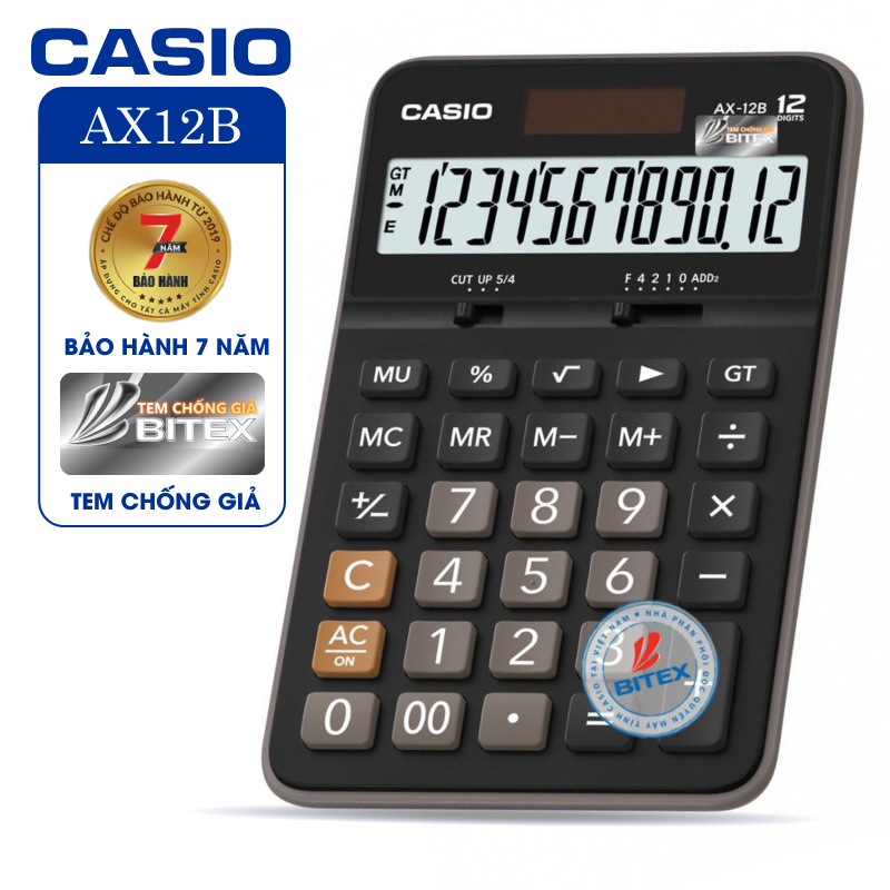 Máy tính Casio AX-12B - Chính Hãng Bitex, Bảo hành 7 năm