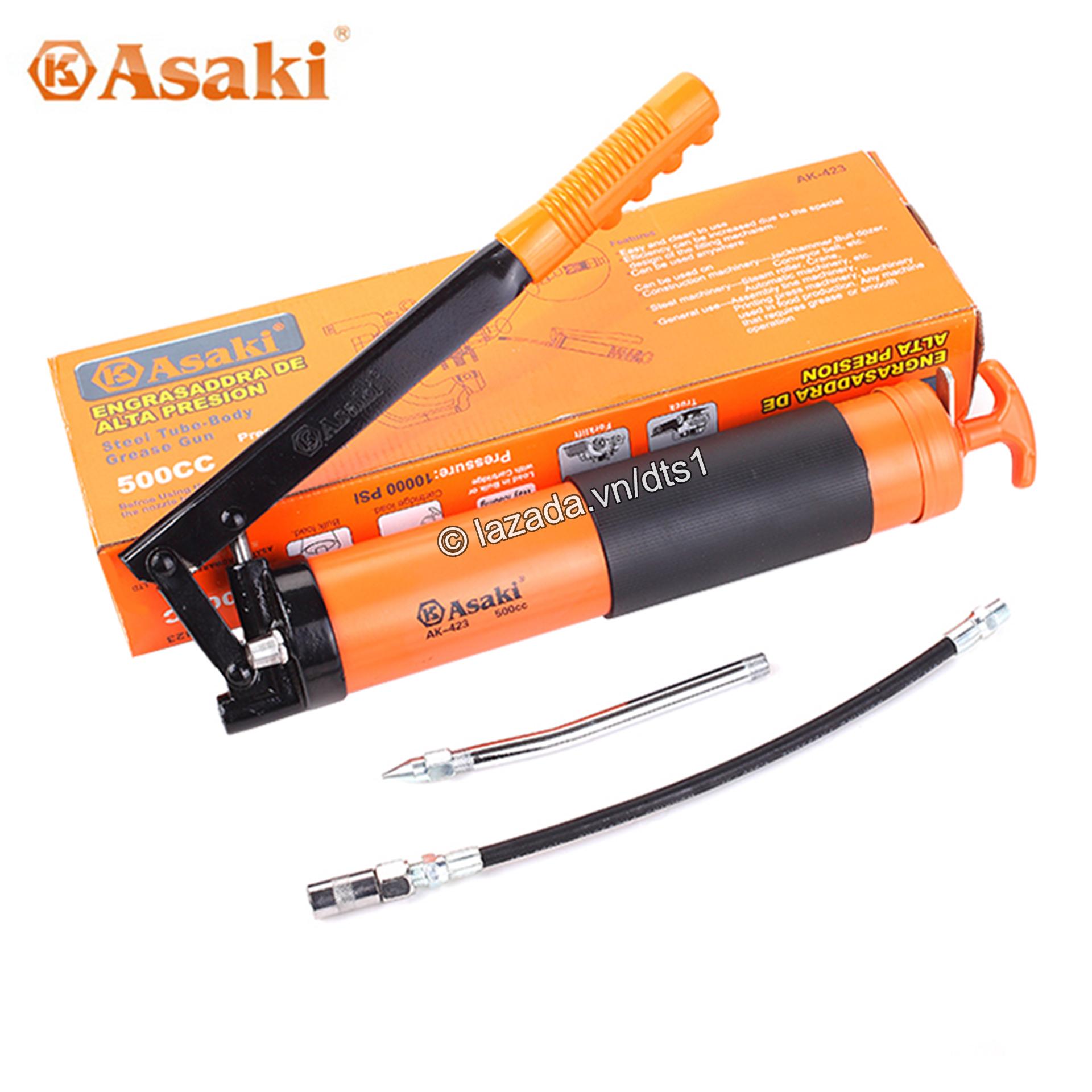 Bơm mỡ cầm tay 500cc asaki ak-0423 10000psi