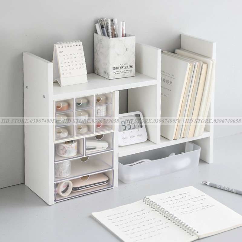 KỆ SÁCH GỖ ĐỂ BÀN ĐA NĂNG ĐIỀU CHỈNH ĐƯỢC KÍCH THƯỚC. ĐTVM