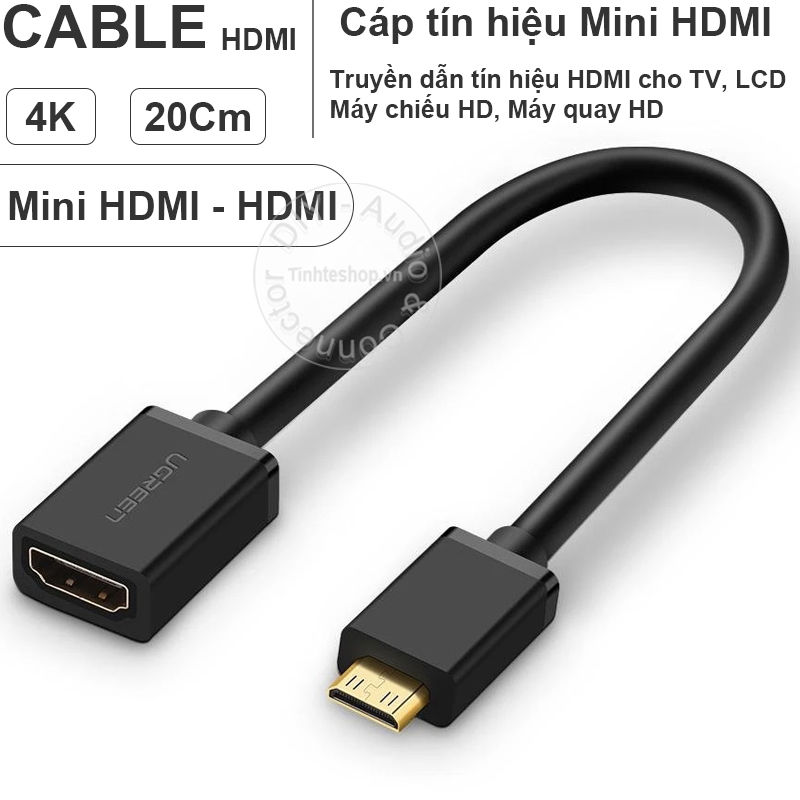 Cáp chuyển Mini HDMI nhỏ cổng đực sang HDMI to cổng cái cắm từ Máy ảnh