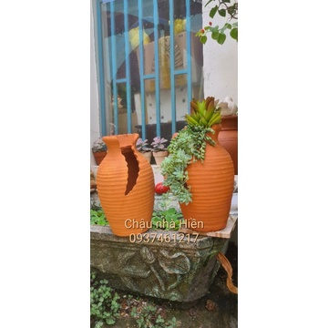 Chậu đất nung Bình Dương xẻ sọc thân m9xc25
