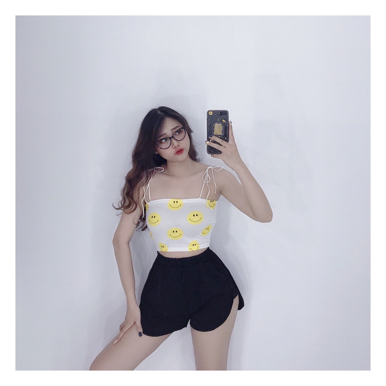 áo croptop 2 dây bún cột nơ vai xinh thun mịn