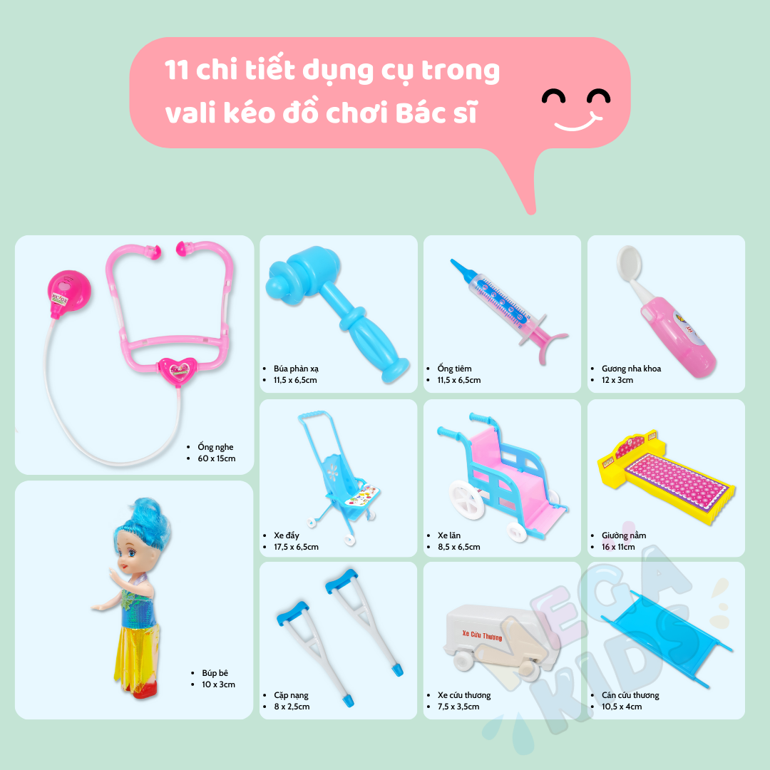 Bộ đồ chơi Bác sĩ vali kéo cao cấp cho bé HT7639