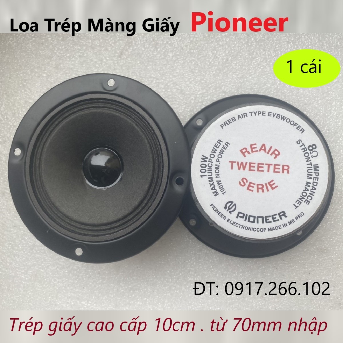 Loa Treble giấy Pioneer cao cấp từ 70mm tặng tụ, Loa trép giấy 10cm - Giá 1 Cái