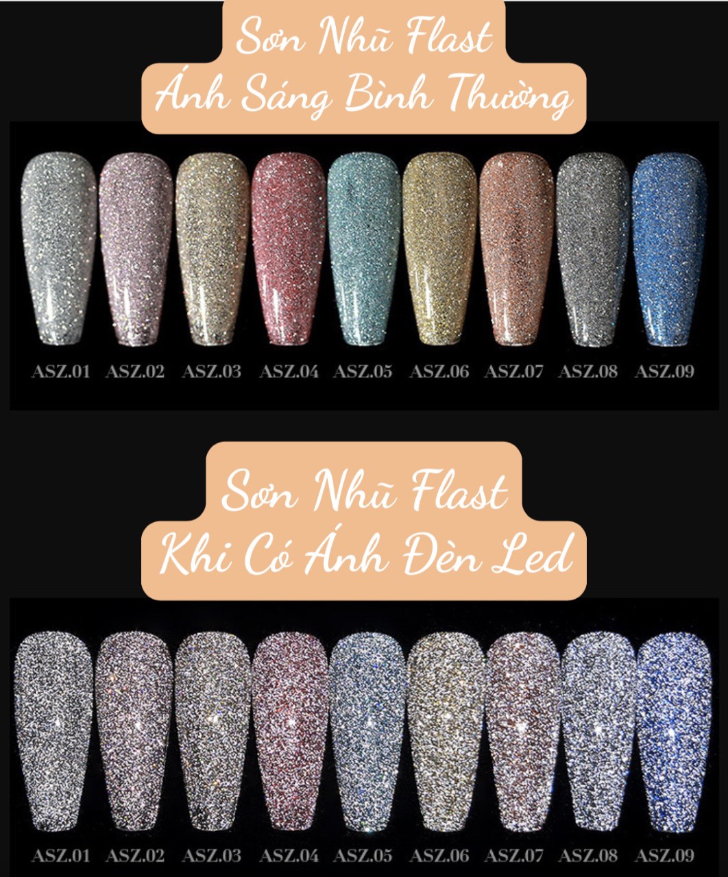 Sơn Gel Nhũ Flash AS Mã ASZ 15ml ( Sơn Gel Hơ Máy )