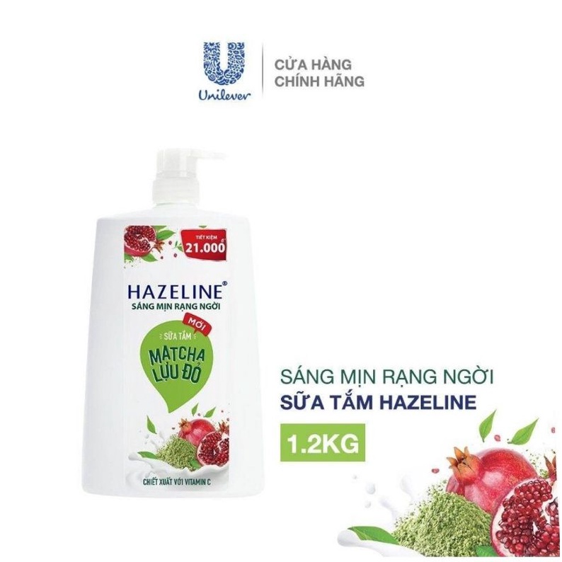 SỮA TẮM HAZELINE 1kg trắng sáng mịn da(nắp trắng)