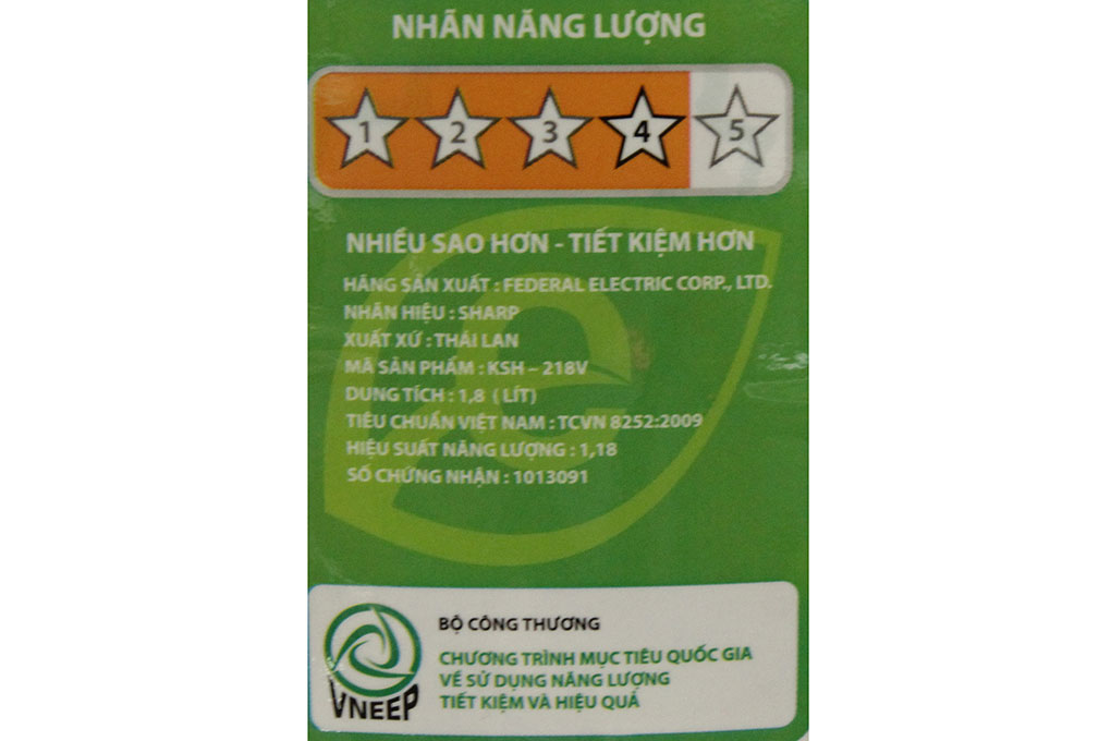Nồi cơm nắp rời 1.8 Lít Sharp KSH-218V