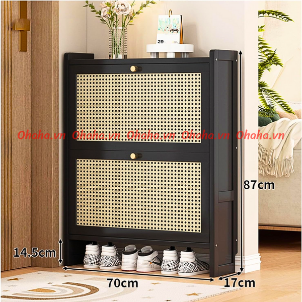 [ Freeship HCM] [Có ảnh thực tế]  Tủ giày siêu mỏng cánh mây đan cao cấp Ohaha - TGCC019