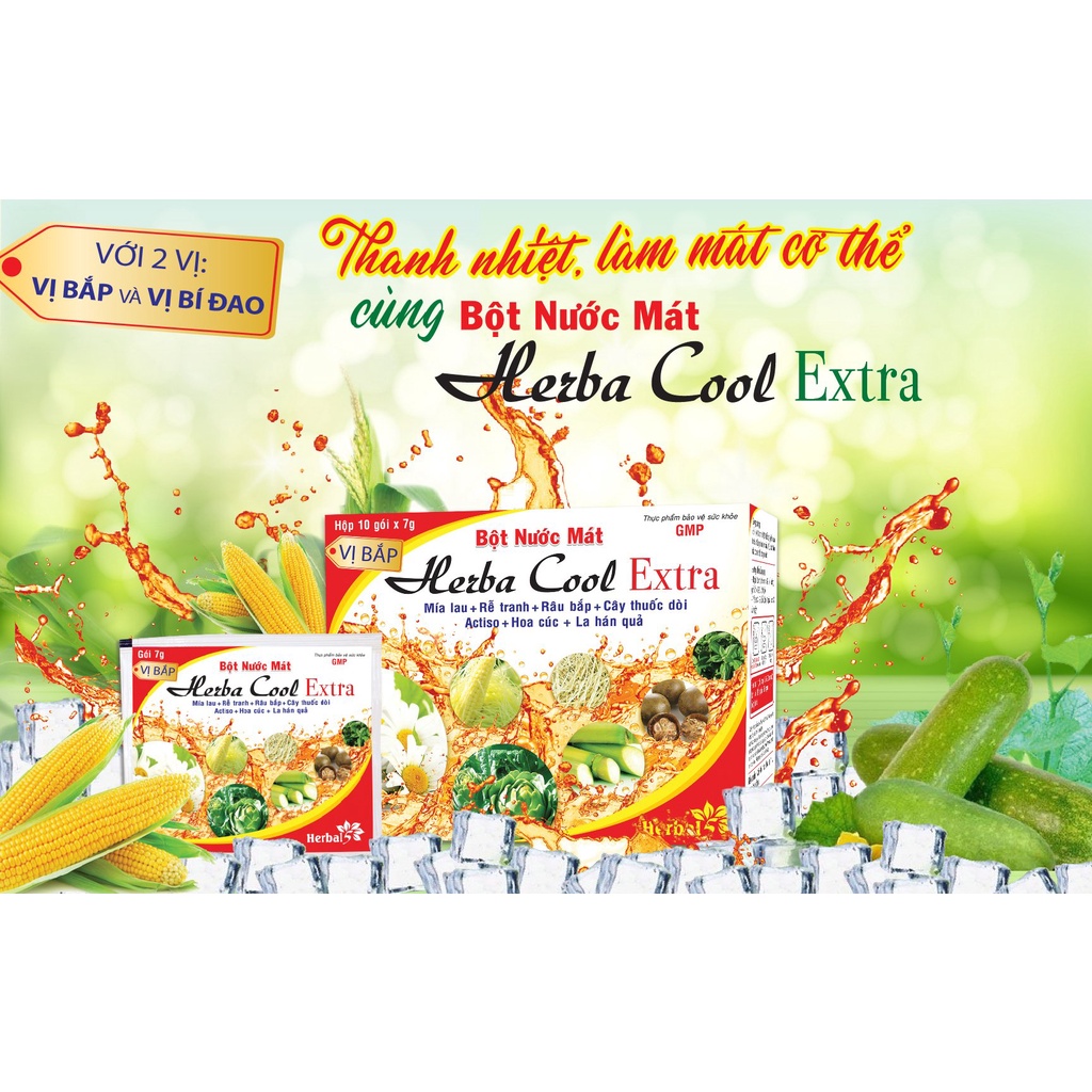 Bột thanh nhiệt, mát gan mía lau, HERBA COOL Extra Mía lau hộp 10 gói tanida pharma