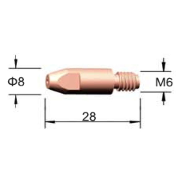 10 cái bép hàn mig 24KD M6*28*0.8-1.0-1.2