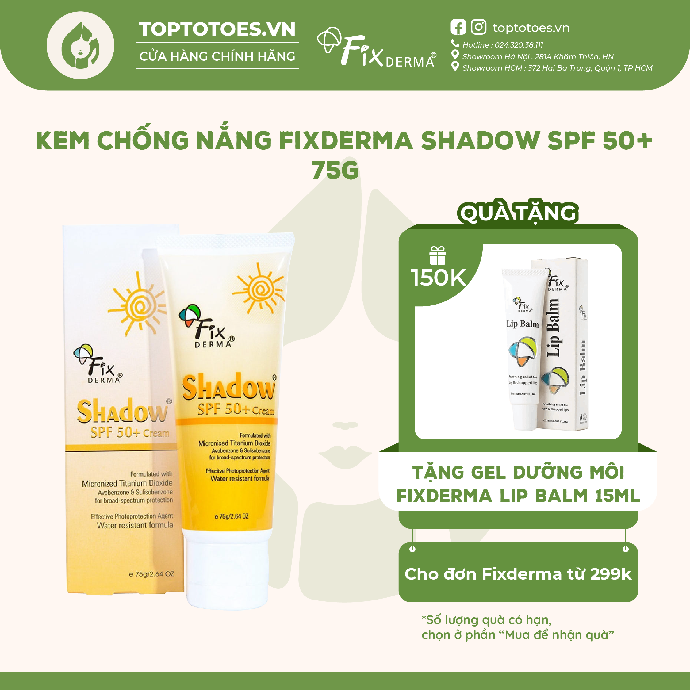 Kem chống nắng fixderma shadow spf 50+ 75g