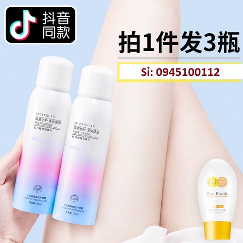 [FREESHIP]Xịt chống nắng trắng da Maycreate 150ml