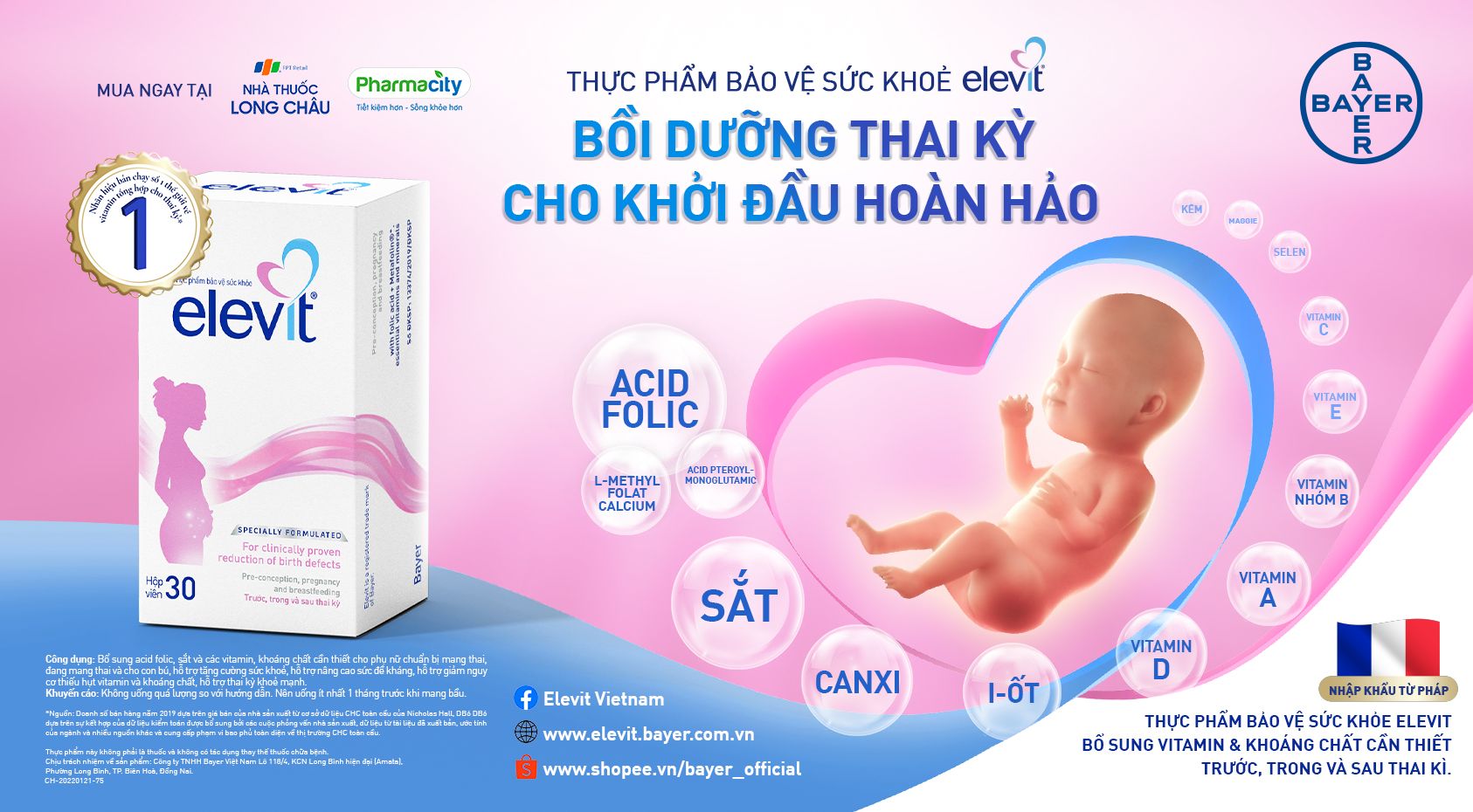 Bayer Elevit Pre Conception & Pregnancy - Bayer Elevit Bầu 100 viên