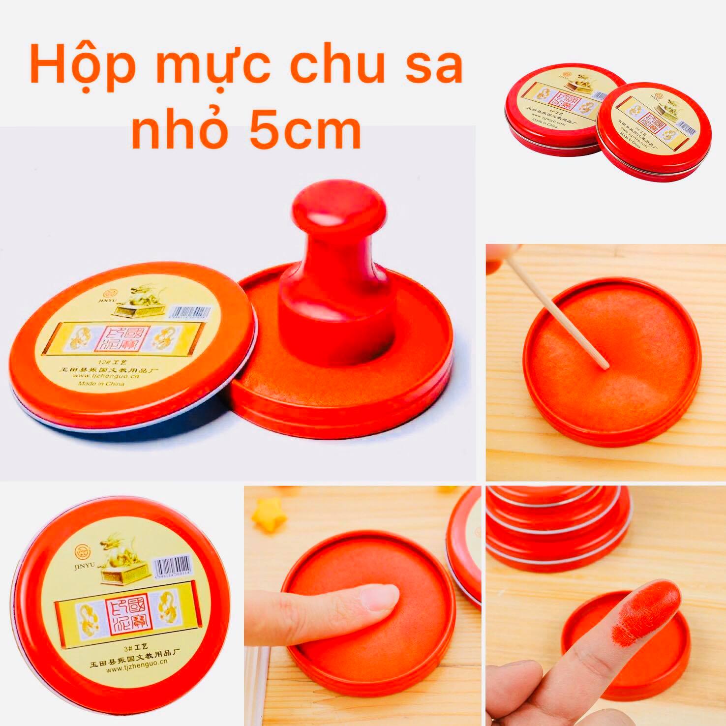 Mực chu sa triện con dấu rộng 9cm tặng kèm lọ mực 10ml