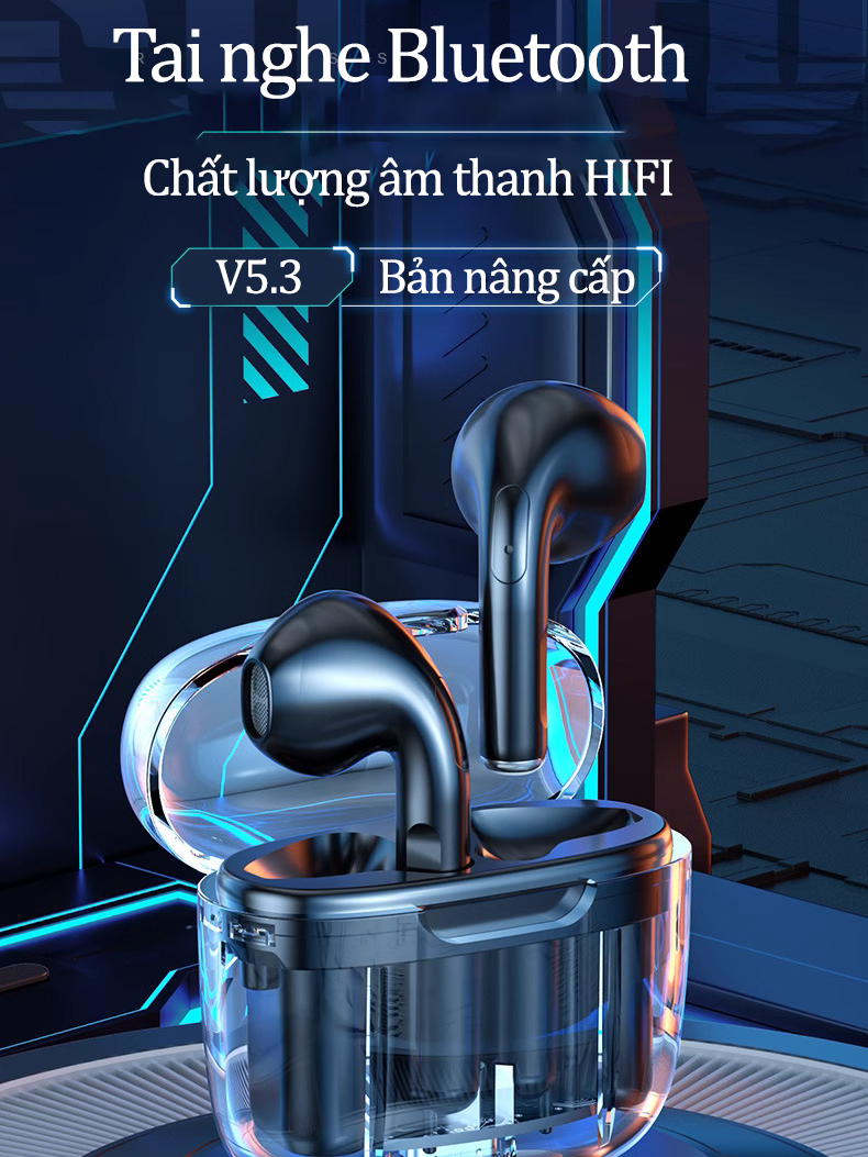 Tai nghe bluetooth không dây pin trâu chính hãng POLVCDG âm thanh to trong suốt cảm ứng chạm, tai nghe gaming cao cấp độ trế cực thấp có mic