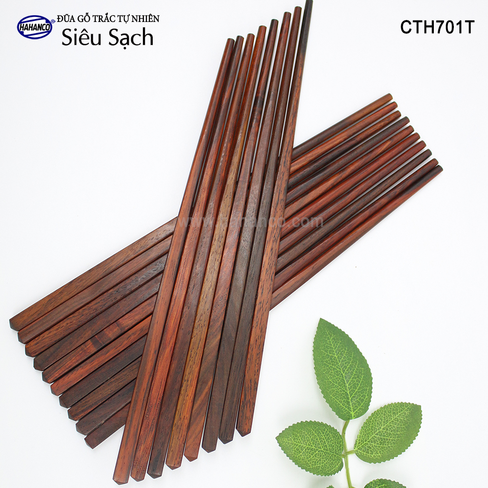 Đũa gỗ Trắc trơn Siêu Sạch vân cực đẹp (10 đôi đũa vuông) gỗ Trắc tự nhiên (CTH701TV) Chopstick of HAHANCO