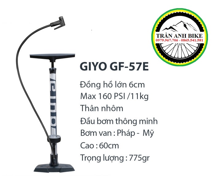 Bơm sàn cao cấp xe đạp giyo gf-57e - van thông minh