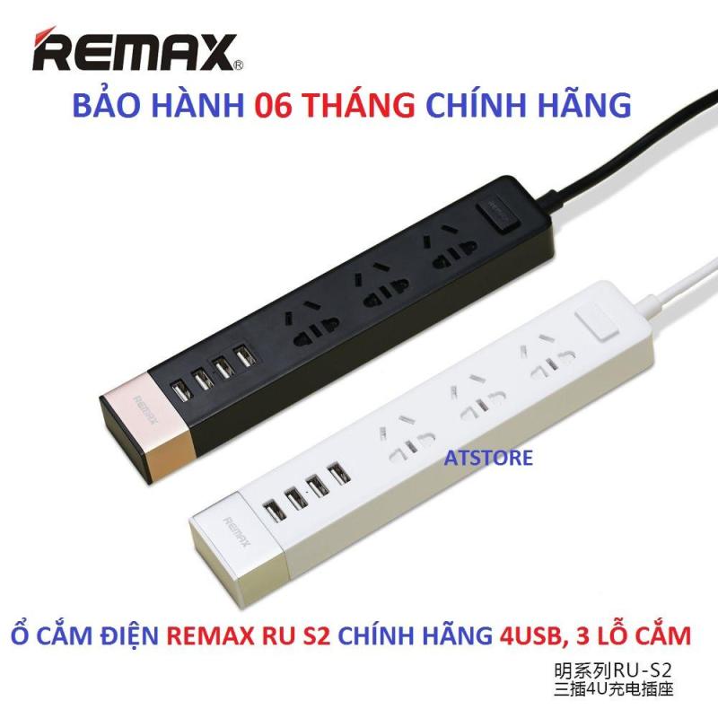 Ổ CẮM ĐIỆN REMAX RU S2 3 LỖ CẮM 4 CỔNG USB - BH 6T