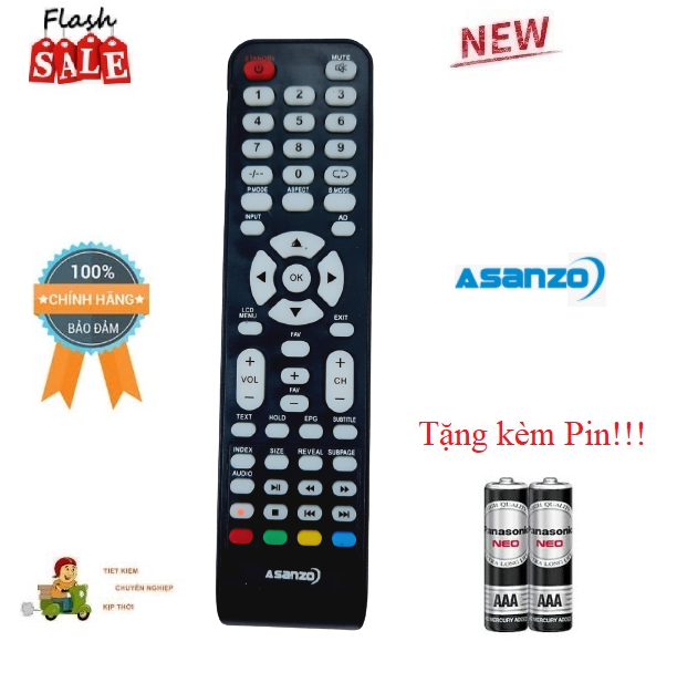 Remote điều khiển tv asanzo lcd/led/smart tv- hàng mới chính hãng 100% tặng kèm pin!!!