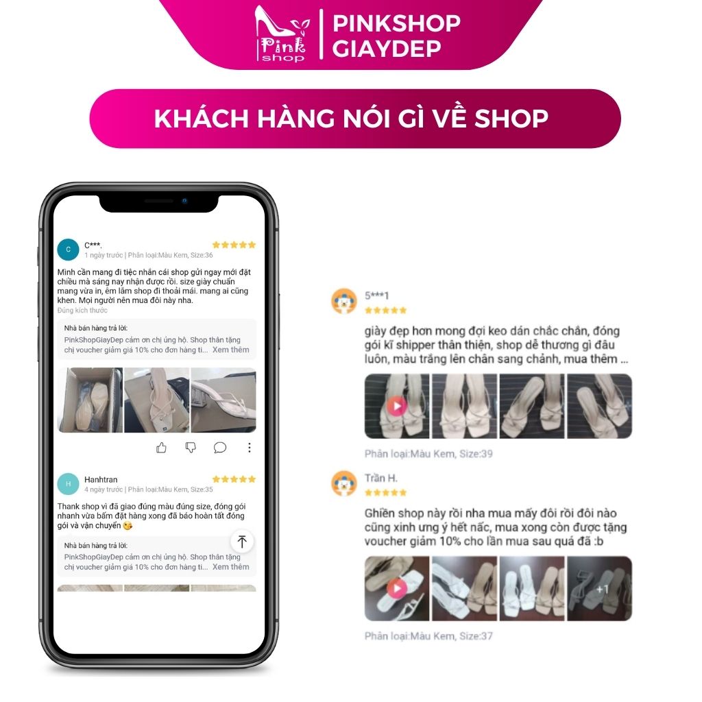 Sandal nữ 3 phân gót vuông quai ngang dây mảnh thời trang đi học chơi làm tiệc đều đẹp mã SD3QNM PinkShopGiayDep