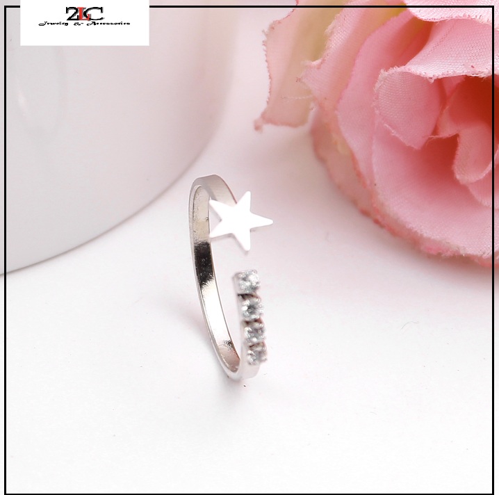 Nhẫn nữ inox thời trang cao cấp freesize ngôi sao thép không gỉ NNQC05