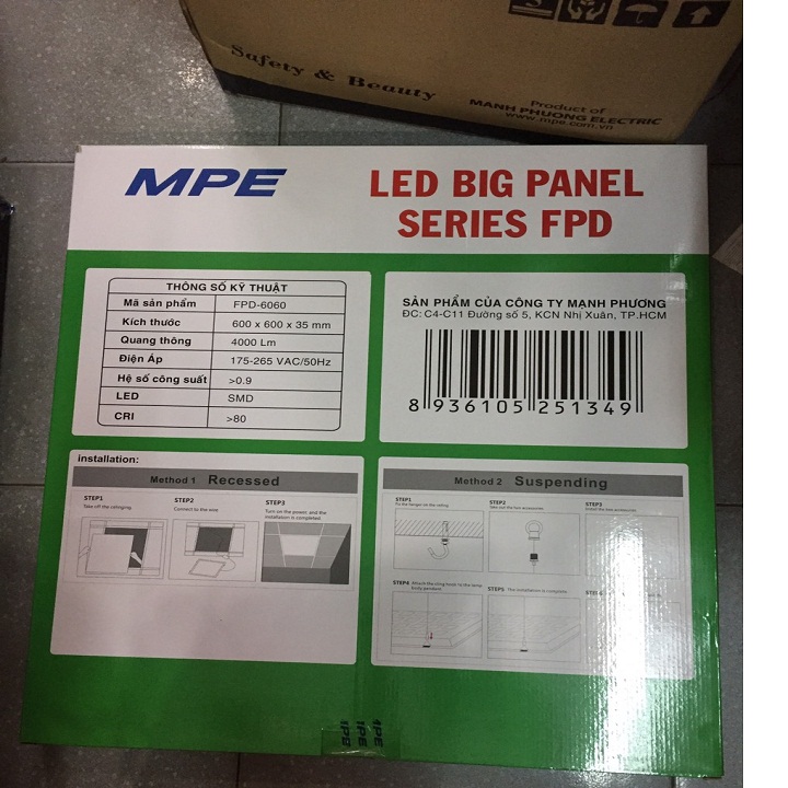 [HCM]ĐÈN LED PANEL 600 x 600  MPE MODEL:EPD 6060