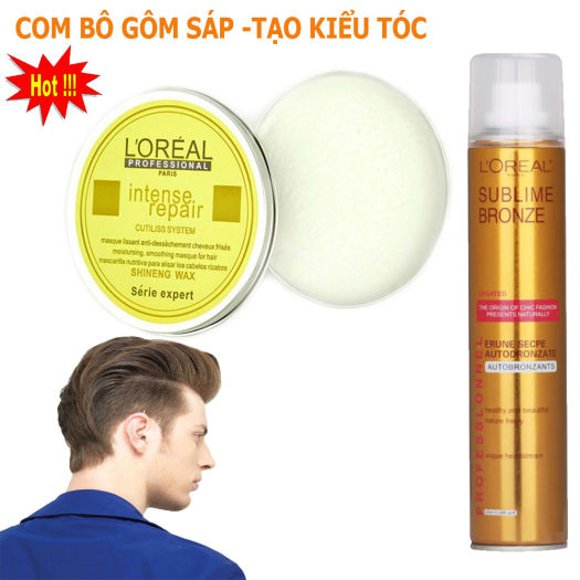Gôm(gel) Xịt Tóc L'OREA  Sublime Bronze 320ml + Sáp(wax) Vuốt Tóc Nam  L'OREA 100g tặng lược tạo kiểu