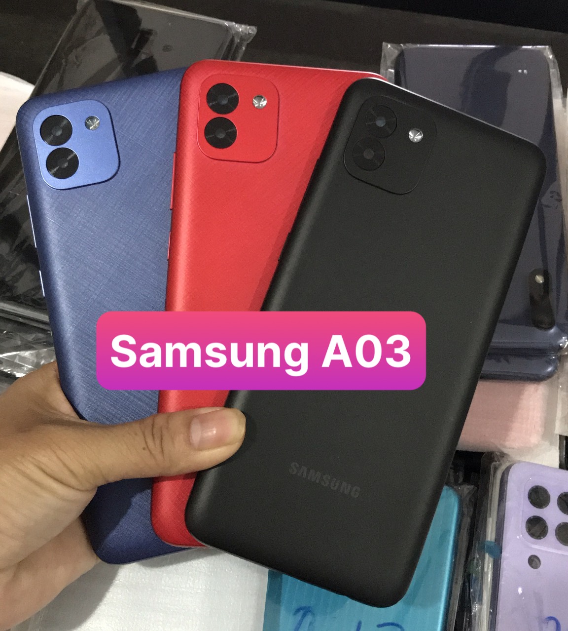 Bộ xương vỏ Samsung A03 ( bộ gồm lưng, xương, phím bấm, kính camera)