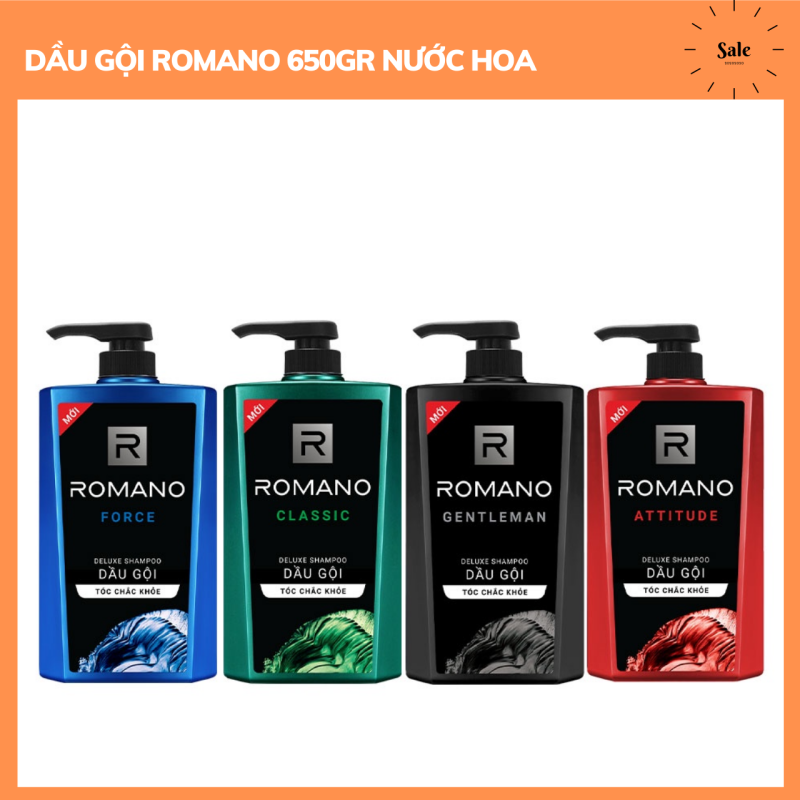 [Freeship 15k đơn từ 49k] Dầu gội dành cho nam Romano hương nước hoa tóc chắc khỏe 650gr nhập khẩu