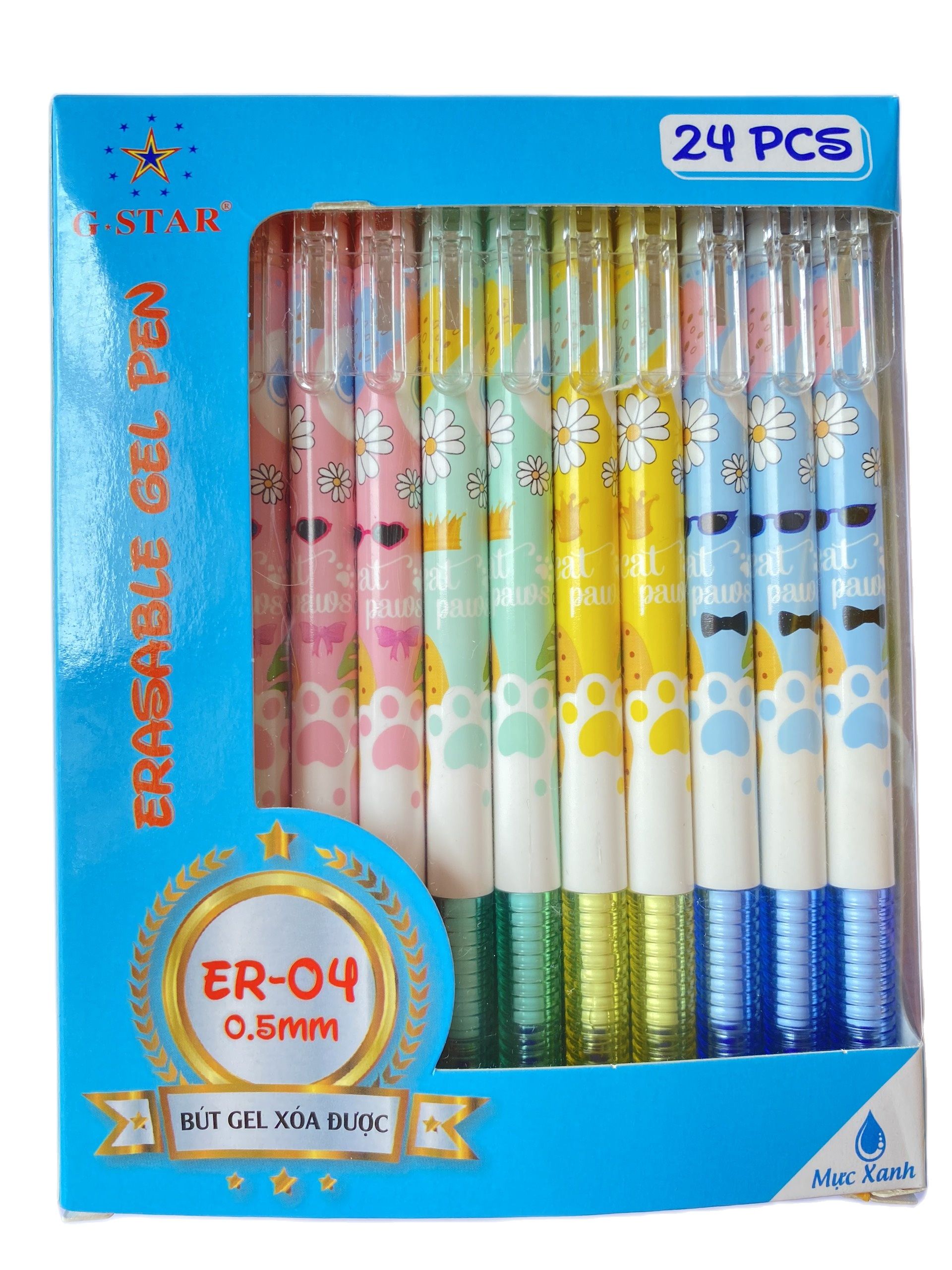 4 Bút gel bấm xóa được GStar-0.6mm-Mực tím/Xanh