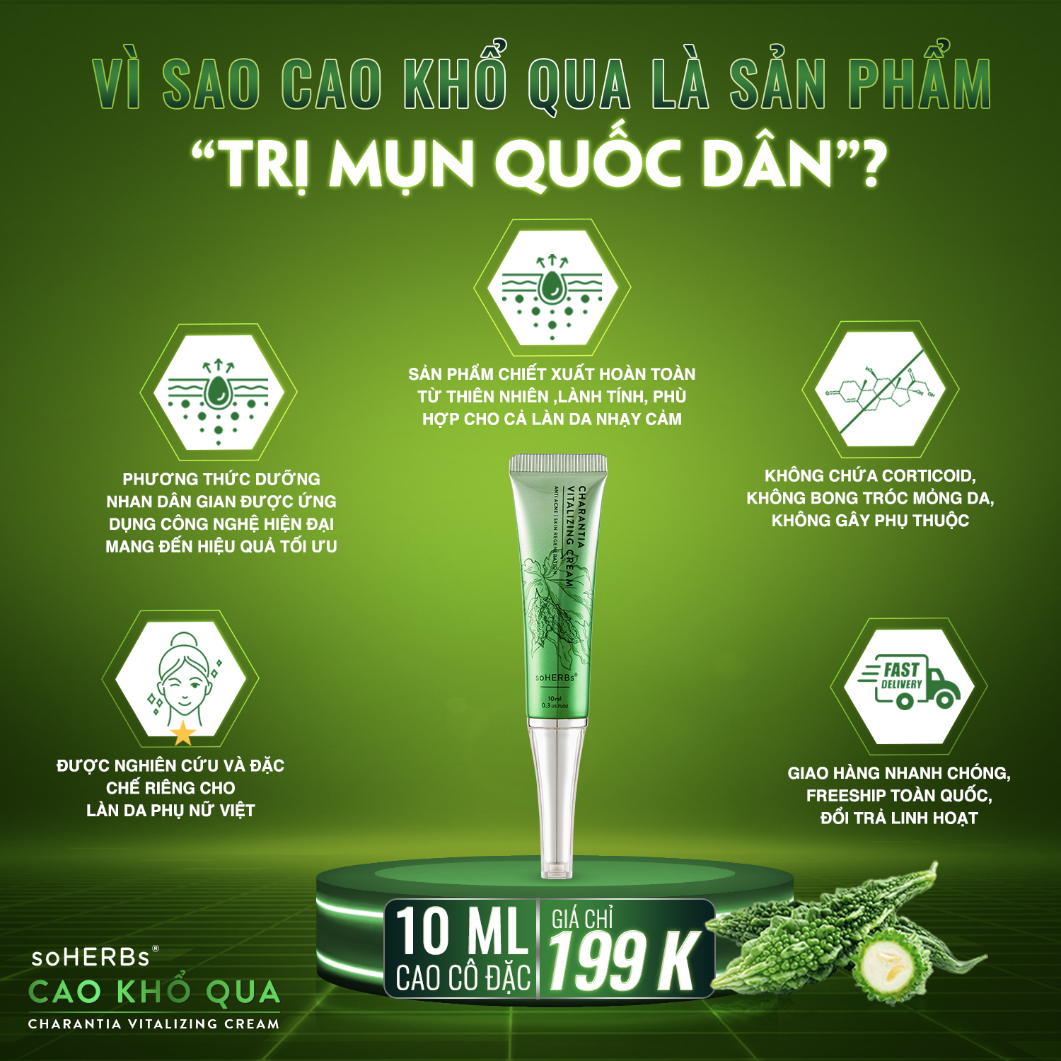 Cao Khổ Qua Giảm Mụn Soherbs Charantia Vitalizing Cream