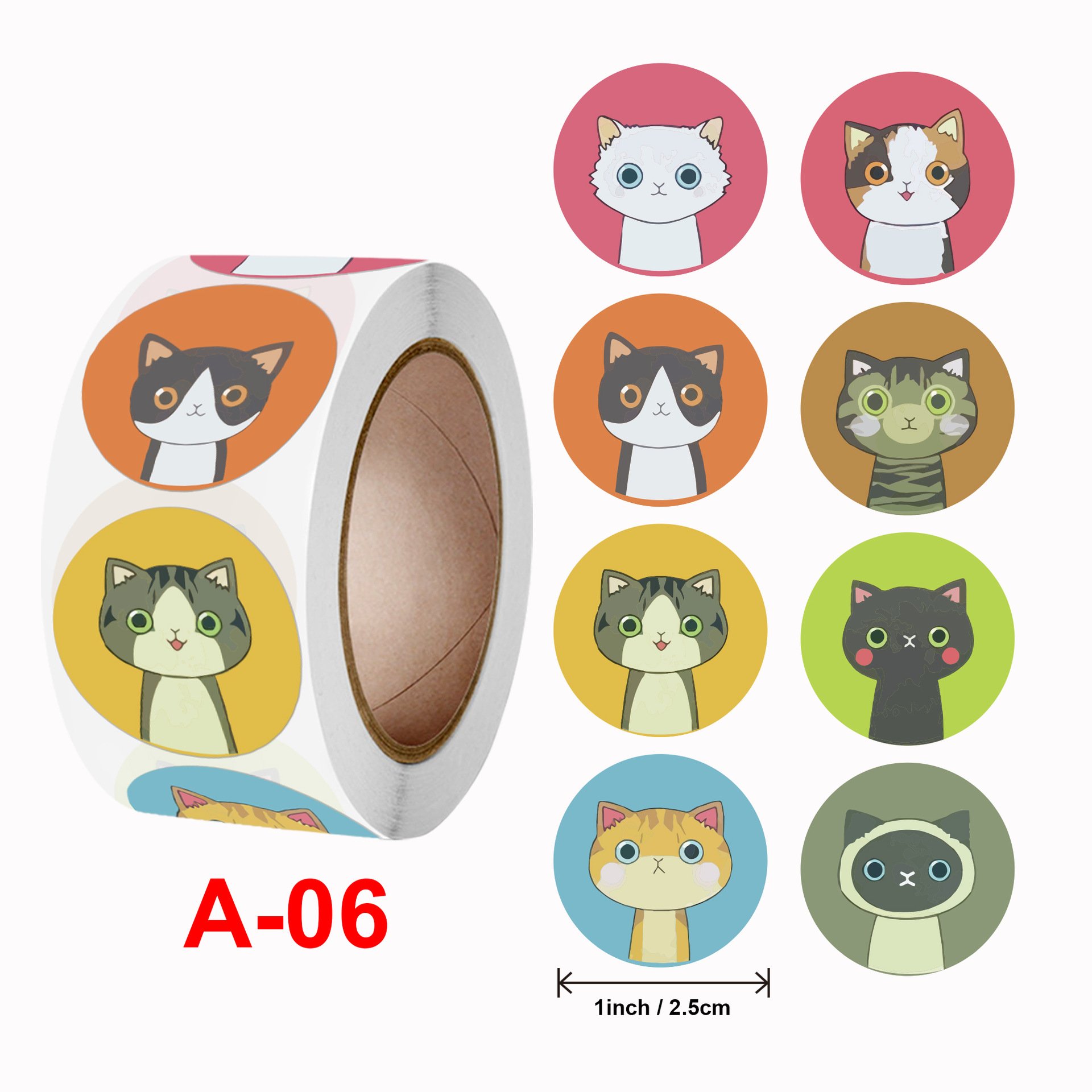 Cuộn 500 tem Sticker Hình thú dễ thương cho bé - 2.5cm