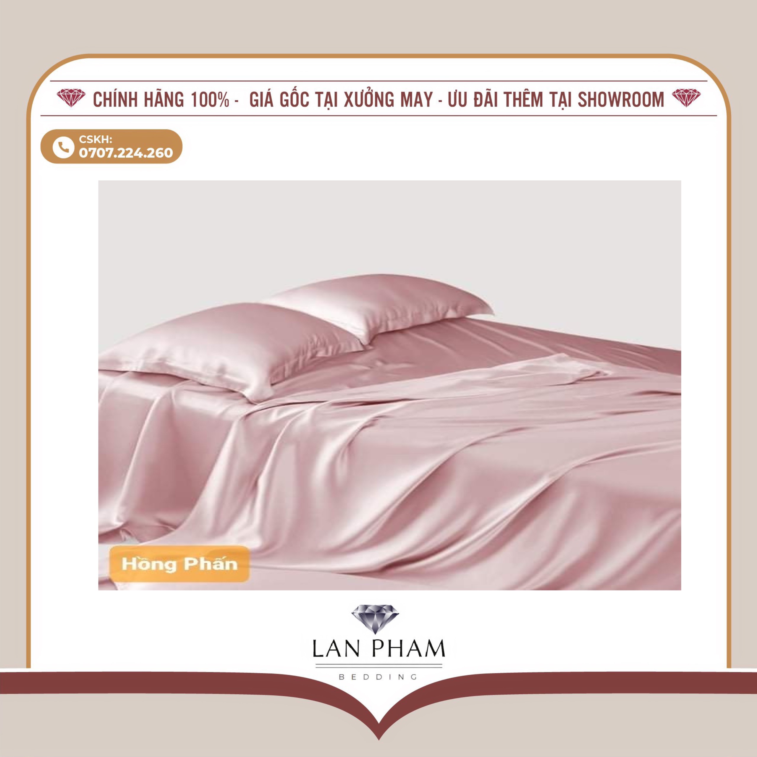 GA - DRAP GIƯỜNG LẺ PHI LỤA HỒNG PHẤN LAN BEDDING