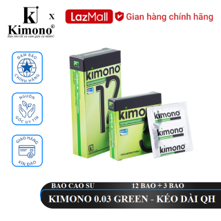 [ KIMONO ] Bao cao su Kimono 0.03 Green 12 bao - Siêu Mỏng + Tặng Bao cao su Kimono 0.03 Green 3 bao. thumbnail