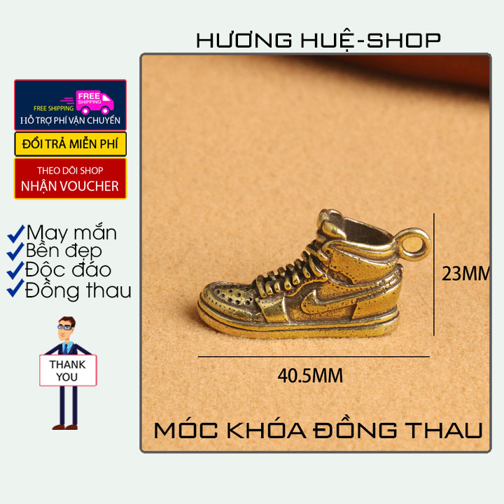 Móc khóa đồng thau hình chiếc giày thể thao cực đẹp may mắn độc đáo lạ phong cách bền bỉ đẹp.HH