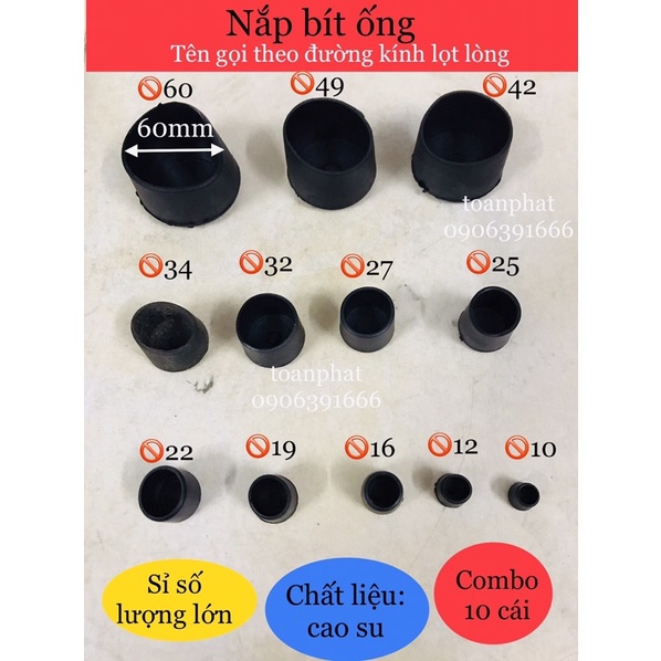 Nắp bít, nắp chụp ống tròn full size 10-12-15-18-21-25-27mm vv