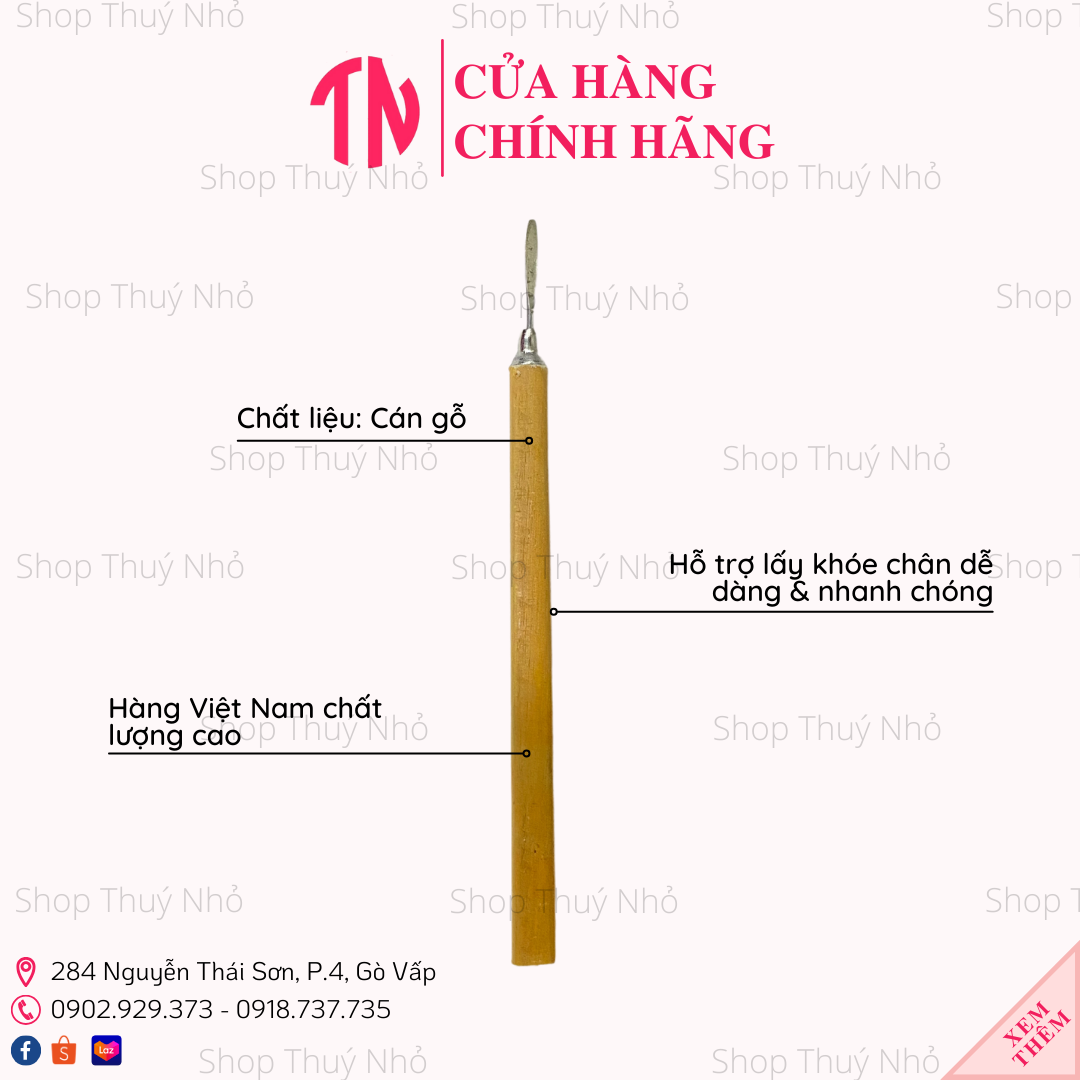 [HCM]Cây lấy khoé cây móc khoé chân cán gỗ dụng cụ hỗ trợ làm móng tay nghệ thuật nail