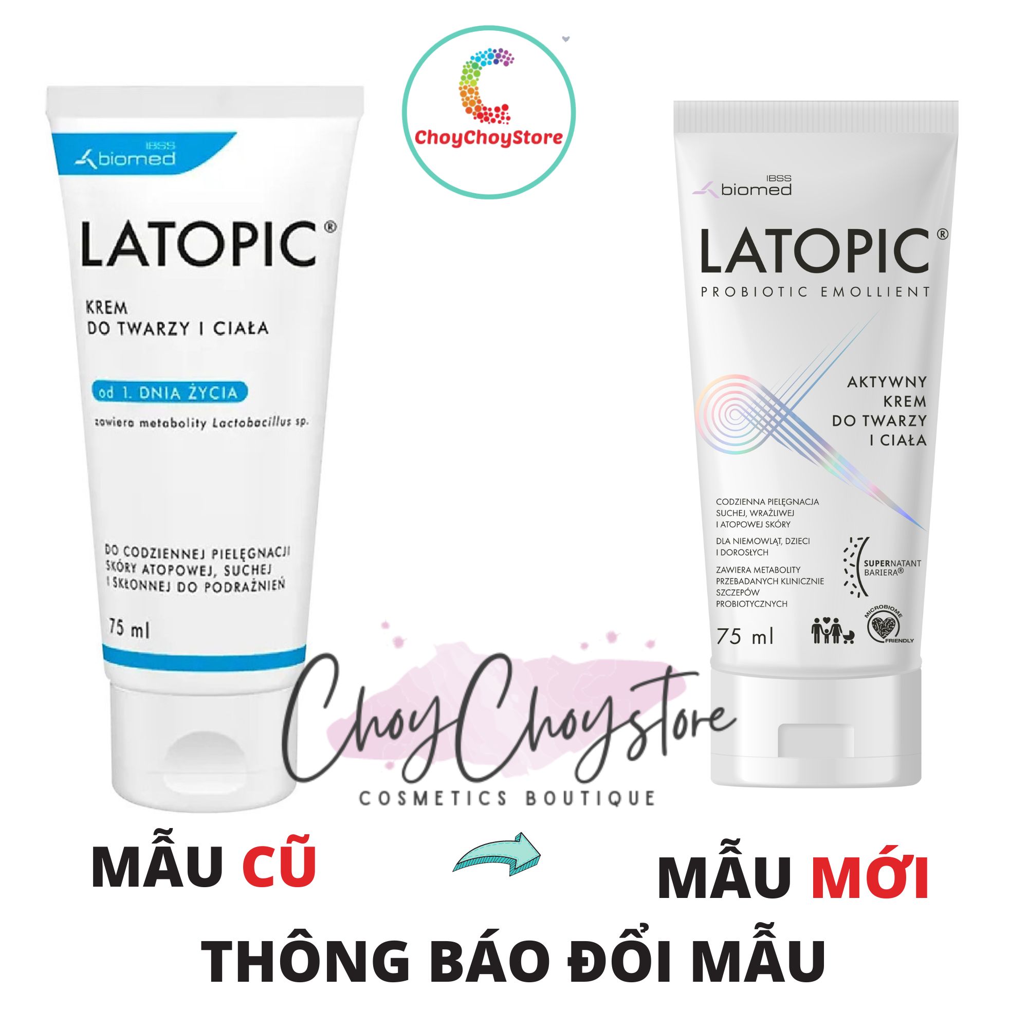 (TEM CTY) Kem Dưỡng Latopic Face & Body 75mL Cho Da Chàm, Da Khô
