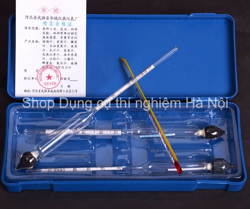 Bộ Cồn kế đo nồng độ rượu, cồn từ 0 đến 100 độ ( tửu kế đo độ rượu, đo độ cồn ) ( dùng cho rượu trắng, rượu gạo...)
