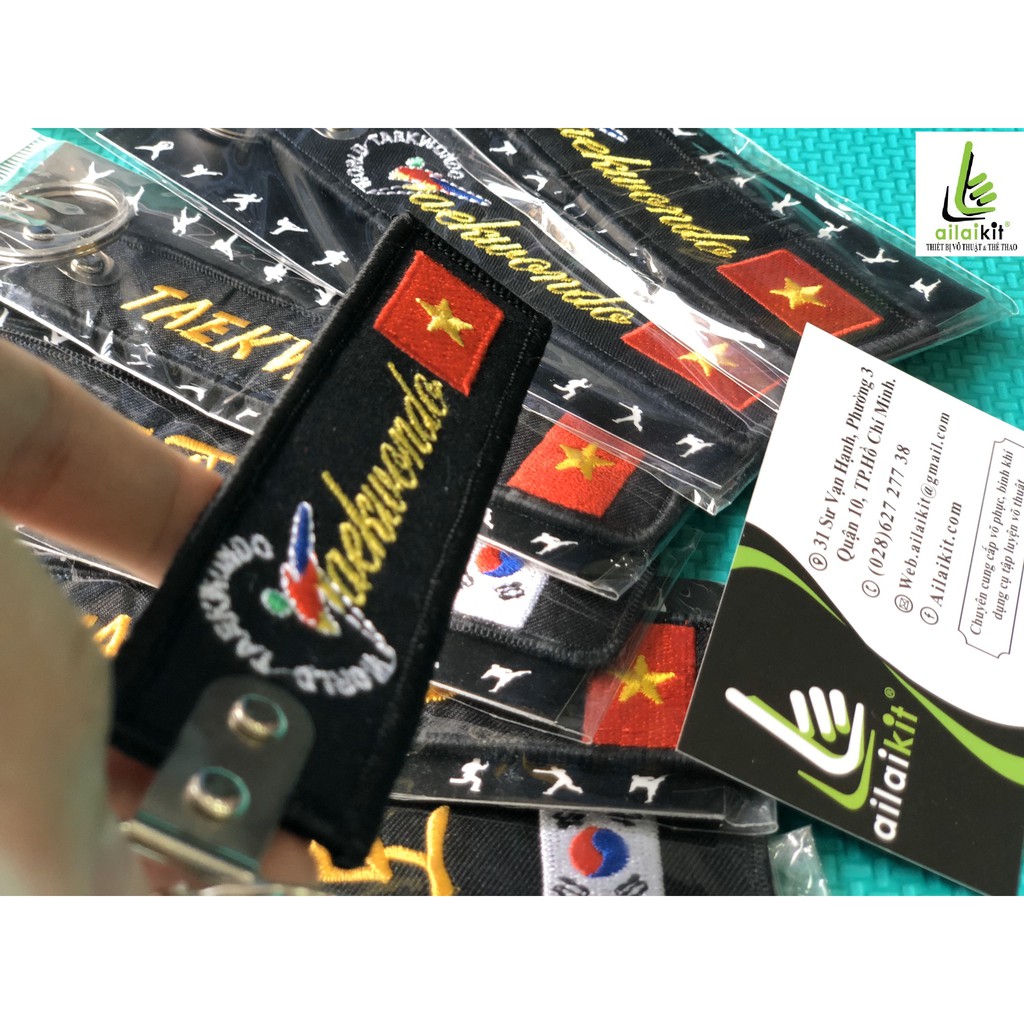 [HCM]{Móc khóa Vải Taekwondo}  Thêu 2 mặt  ailaikit