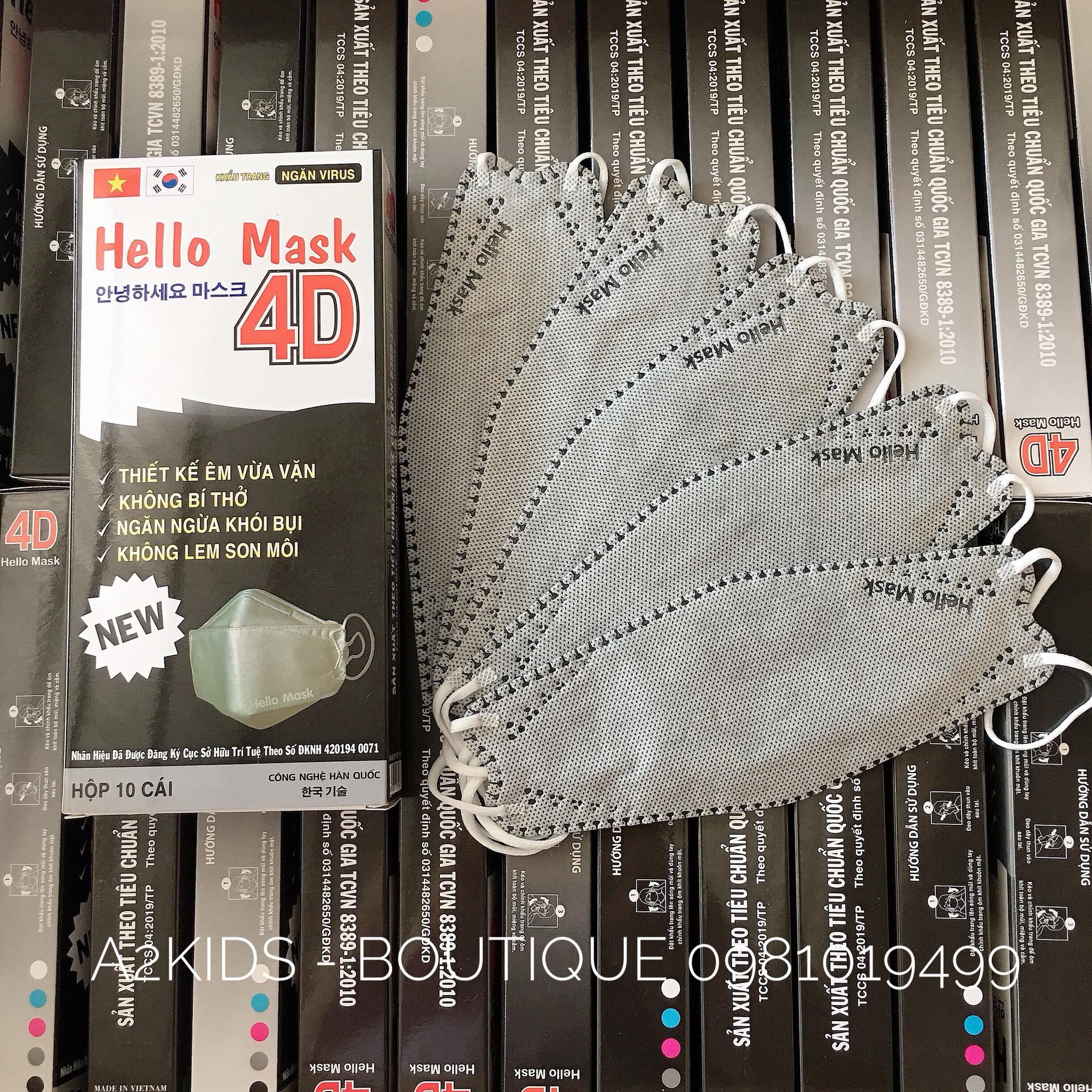 [HCM][XÁM] Hộp 10 cái khẩu trang 4D Hello Mask đạt chuẩn Hàn Quốc/Full box 10 pcs 4D mask Korea