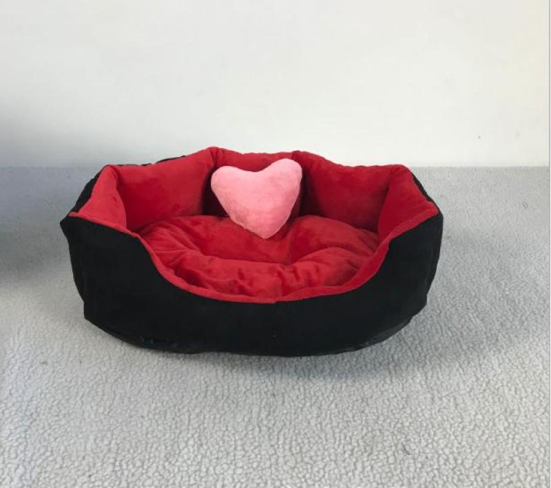 nệm giường ổ nằm cho chó mèo bông cao cấp 40x50x15 cm kèm trái tim có kèn
