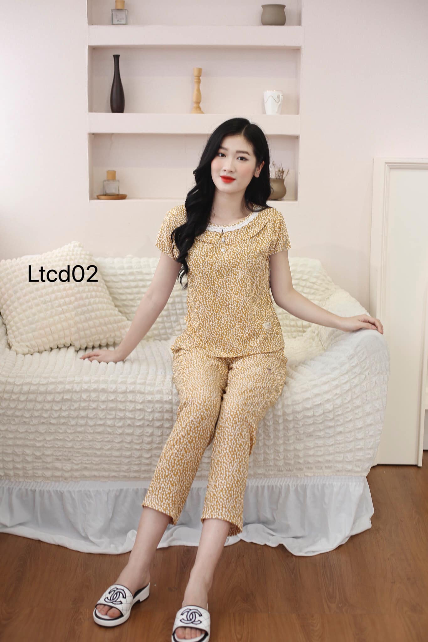 Quần áo nữ mặc nhà bộ dài chất lụa thái mềm mát