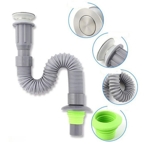 Xi phông sun nhựa đầu inox chậu rửa - Bộ thoát nước chậu rửa mặt